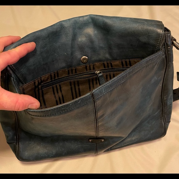 Men’s Frye Leather Messenger Bag - RARE BLUE COLOR - Picture 7 of 8